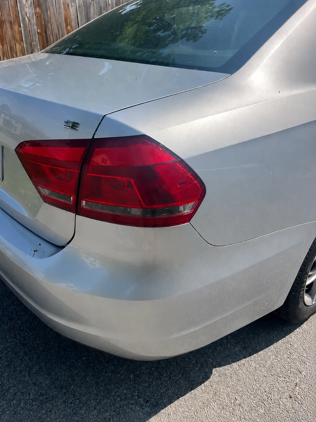 After: deep scratch repaired and color-matched on a silver Volkswagen in Saratoga Springs NY — Capital Region