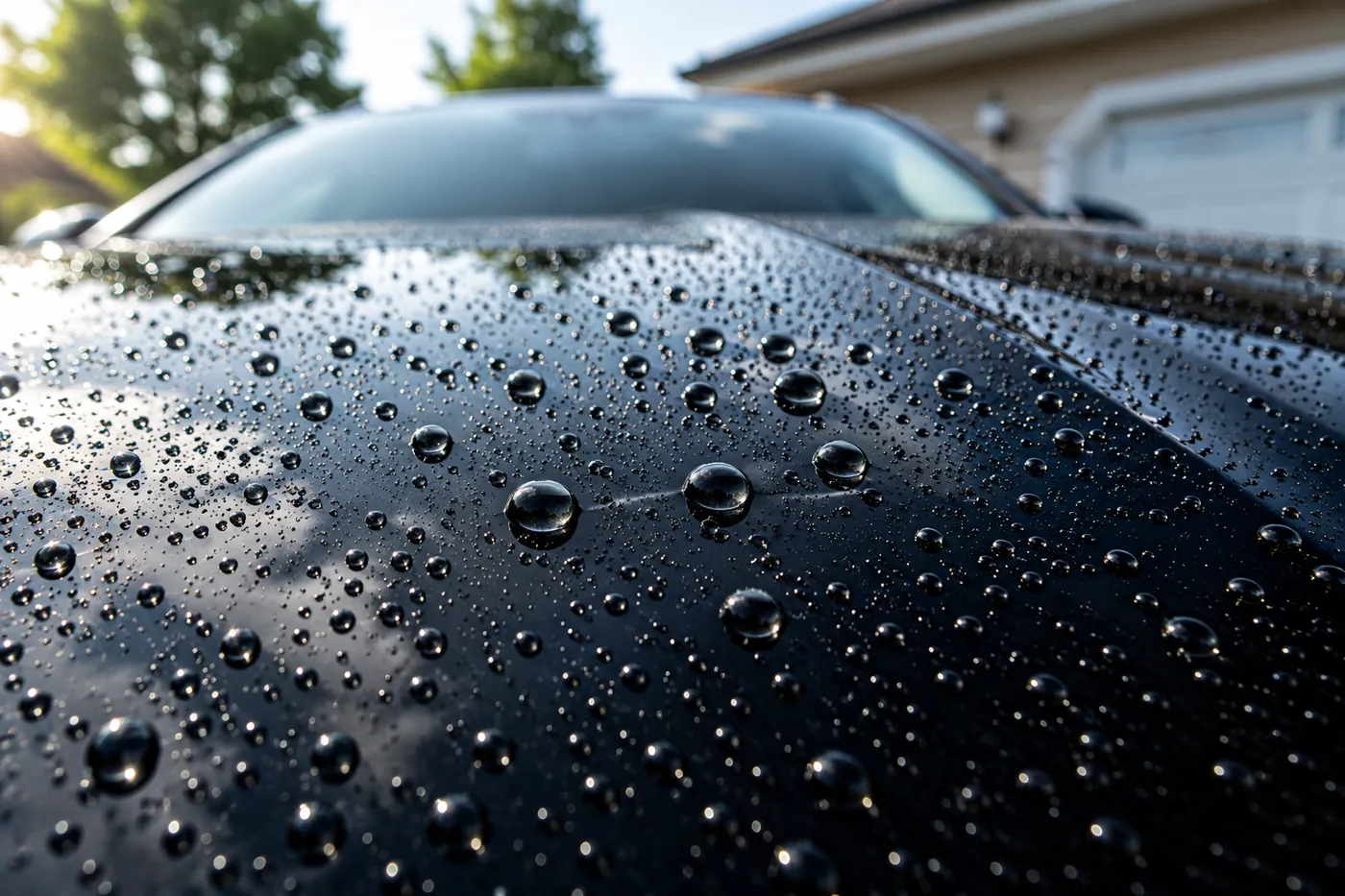 Illustration of water beading on glossy paint