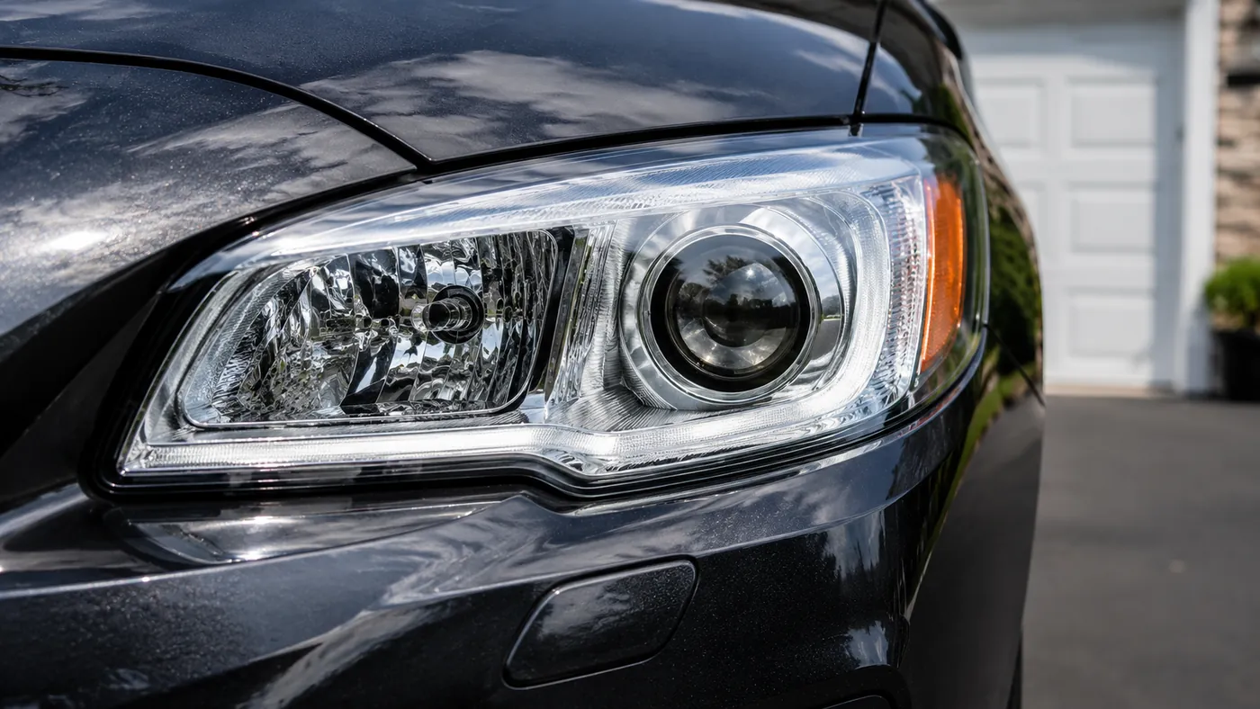 restored clear headlight on a car in the Capital Region — Albany, Saratoga Springs NY